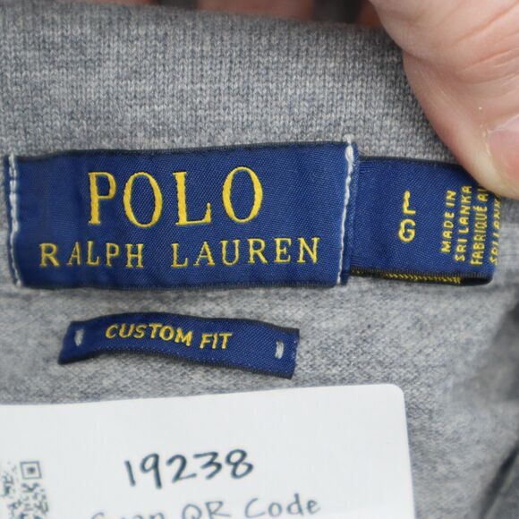 Ralph Lauren Shirt Mens L Gray Custom Fit Chest Button Short Sleeve Collared Top - Picture 2 of 16